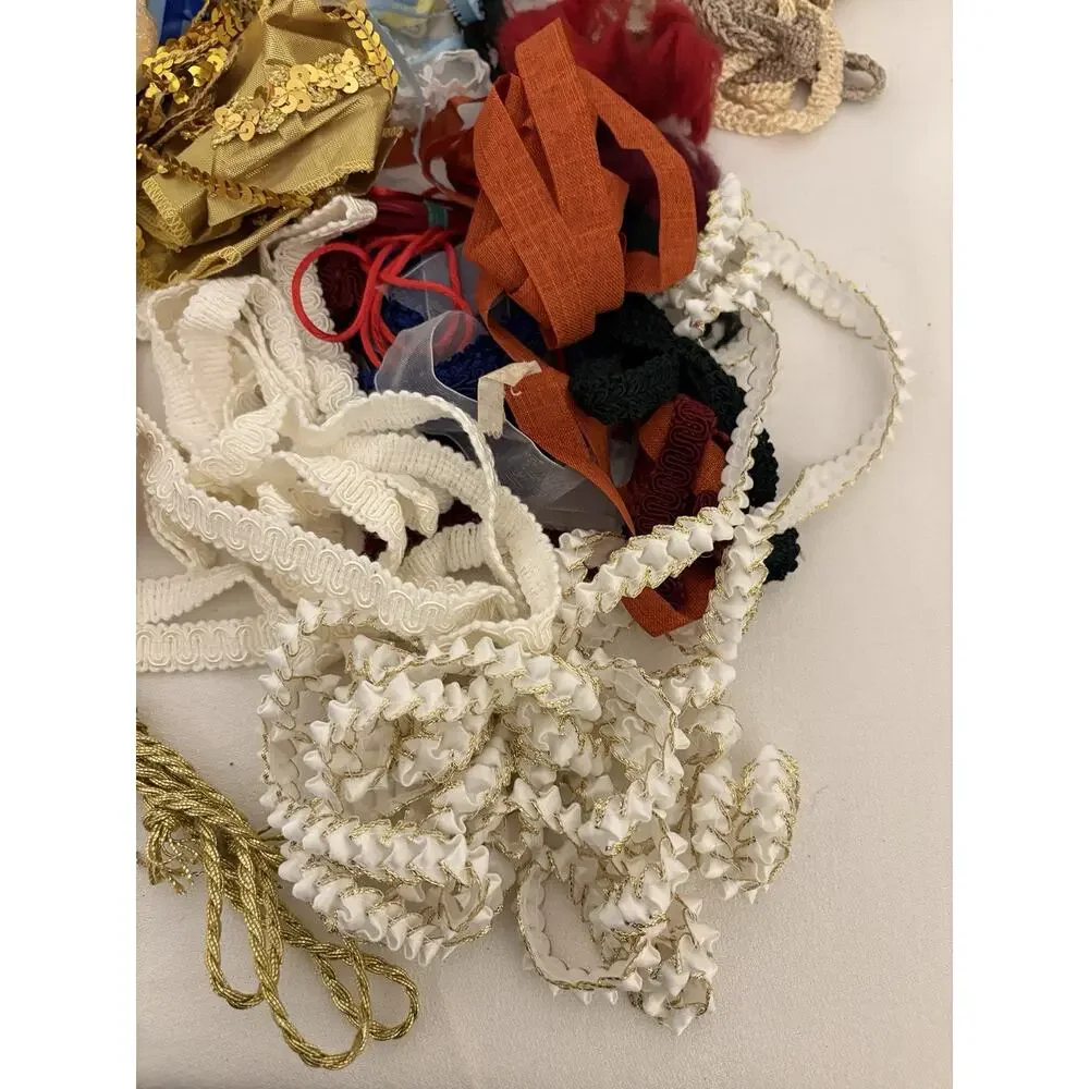 Vintage LOT Lace Trim Edging Dolls Crafts Sewing Cord Rick Rack Ribbon Assorted